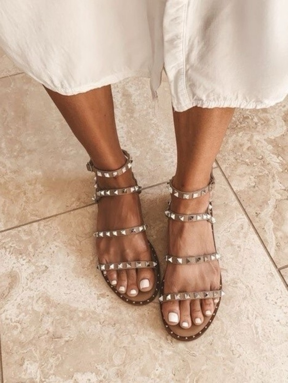 Steve Madden Tan Studded Strappy Sandals